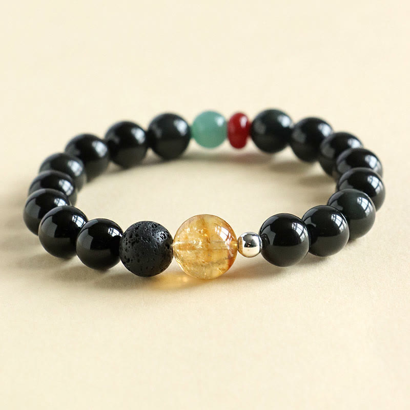 Pulsera de cuentas de obsidiana negra natural de Buddha Stones