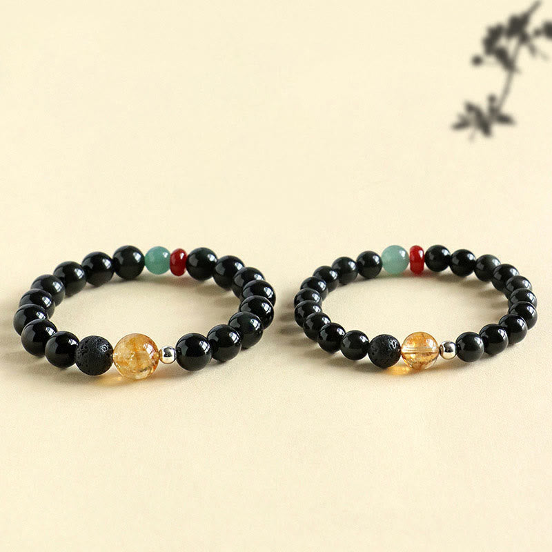 Pulsera de cuentas de obsidiana negra natural de Buddha Stones