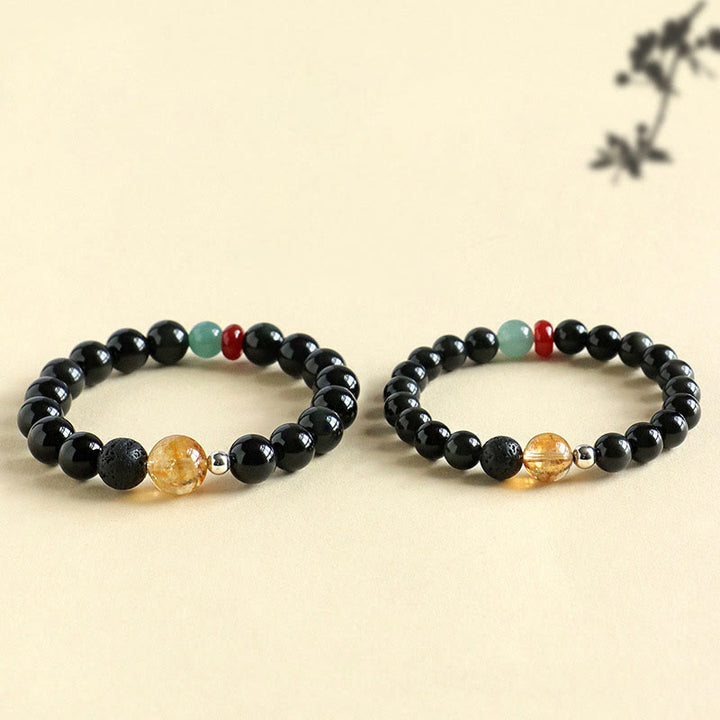 Pulsera de cuentas de obsidiana negra natural de Buddha Stones