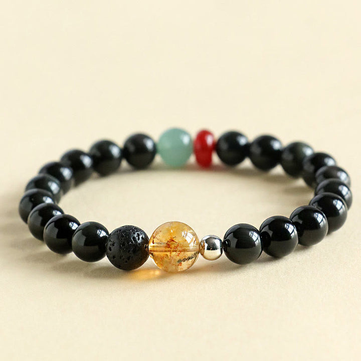 Pulsera de cuentas de obsidiana negra natural de Buddha Stones