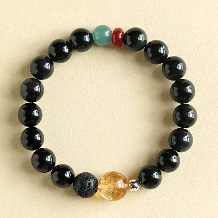Pulsera de cuentas de obsidiana negra natural de Buddha Stones