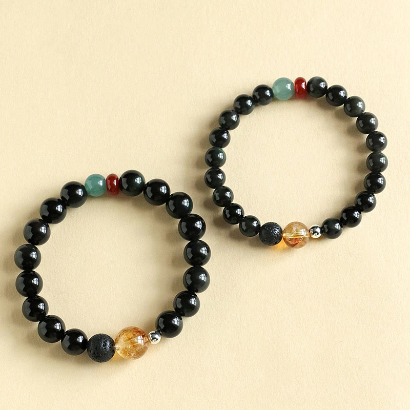 Pulsera de cuentas de obsidiana negra natural de Buddha Stones
