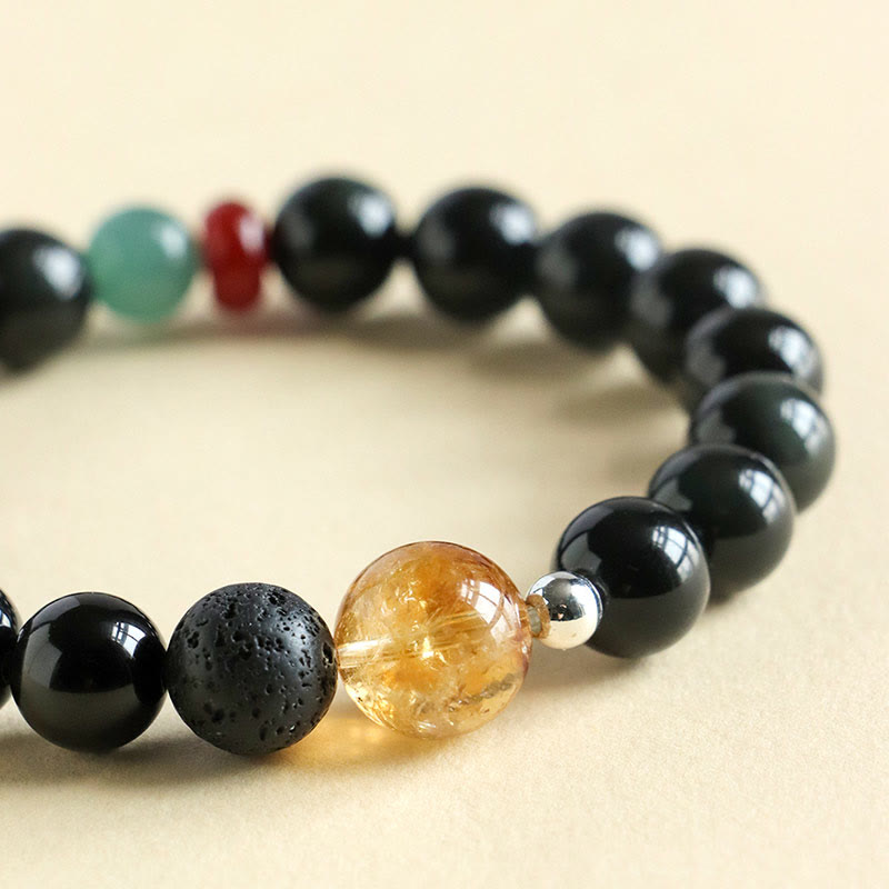 Pulsera de cuentas de obsidiana negra natural de Buddha Stones