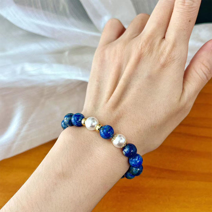 Pulsera de equilibrio serenidad con cuentas de lazurita y Buddha Stones