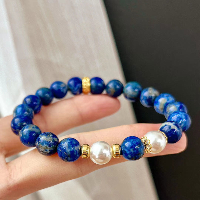 Pulsera de equilibrio serenidad con cuentas de lazurita y Buddha Stones