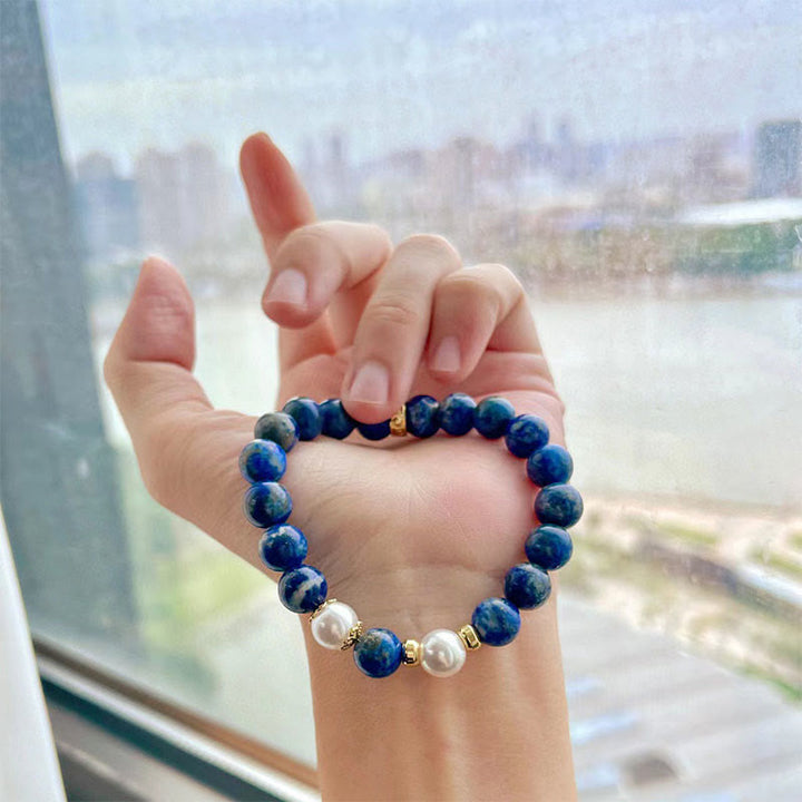 Pulsera de equilibrio serenidad con cuentas de lazurita y Buddha Stones