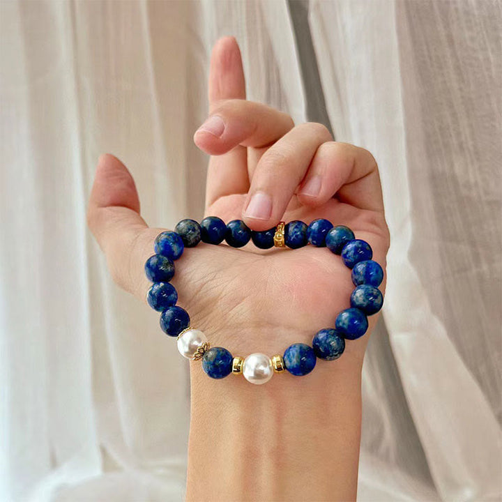 Pulsera de equilibrio serenidad con cuentas de lazurita y Buddha Stones