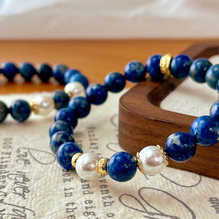 Pulsera de equilibrio serenidad con cuentas de lazurita y Buddha Stones