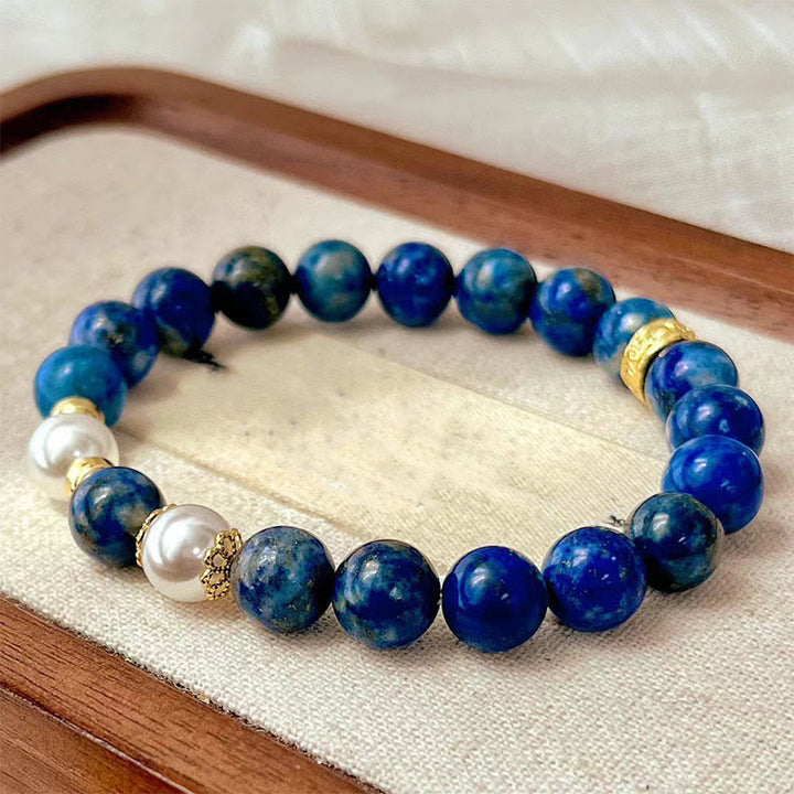 Pulsera de equilibrio serenidad con Buddha Stones - Lazurita (circunferencia de la muñeca: 14-16 cm) - image 0