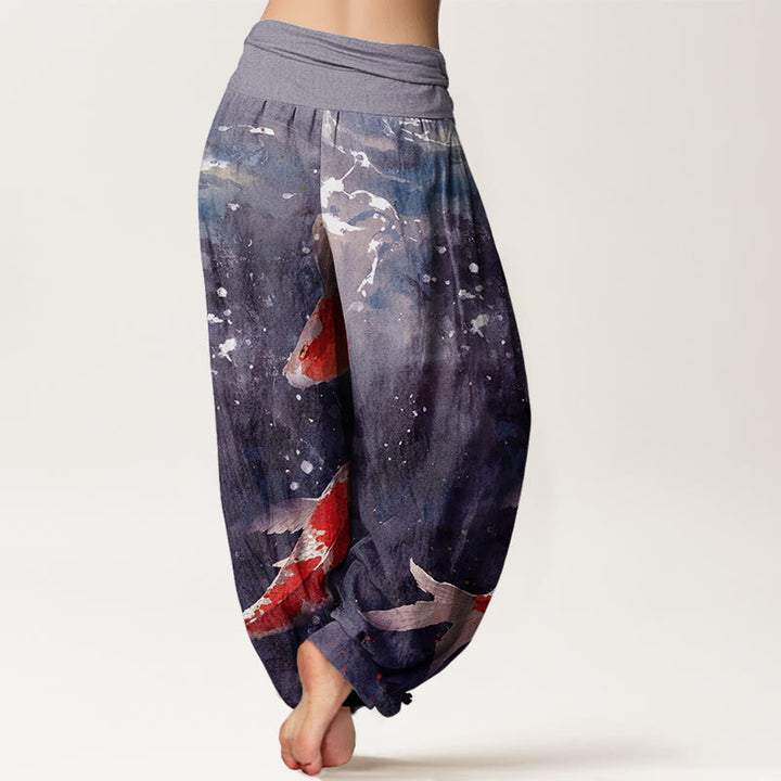 Pantalones harén con cintura elástica para mujer, con diseño de peces koi coloridos y piedras de Buddha Stones - image 6
