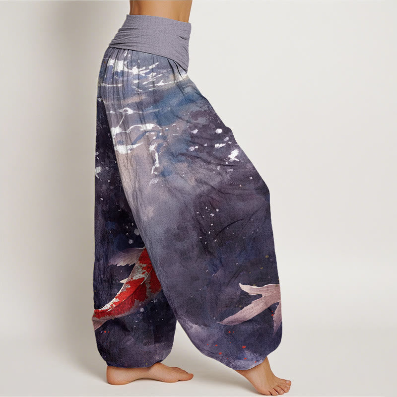 Pantalones harén con cintura elástica para mujer, con diseño de peces koi coloridos y piedras de Buddha Stones - image 7