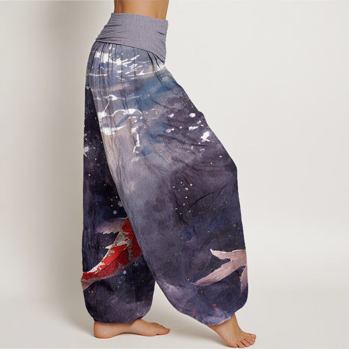 Pantalones harén con cintura elástica para mujer, con diseño de peces koi coloridos y piedras de Buddha Stones - image 7