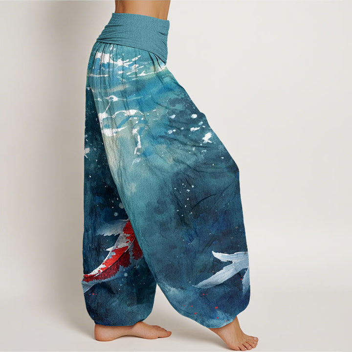 Pantalones harén con cintura elástica para mujer, con diseño de peces koi coloridos y piedras de Buddha Stones - image 10