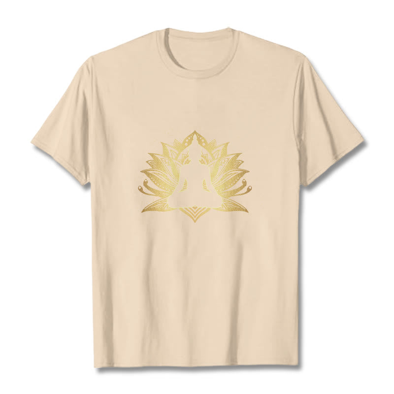 Camiseta de meditación de Buda con Buddha Stones y loto dorado - Sopa de mariscos - 2XL - image 8