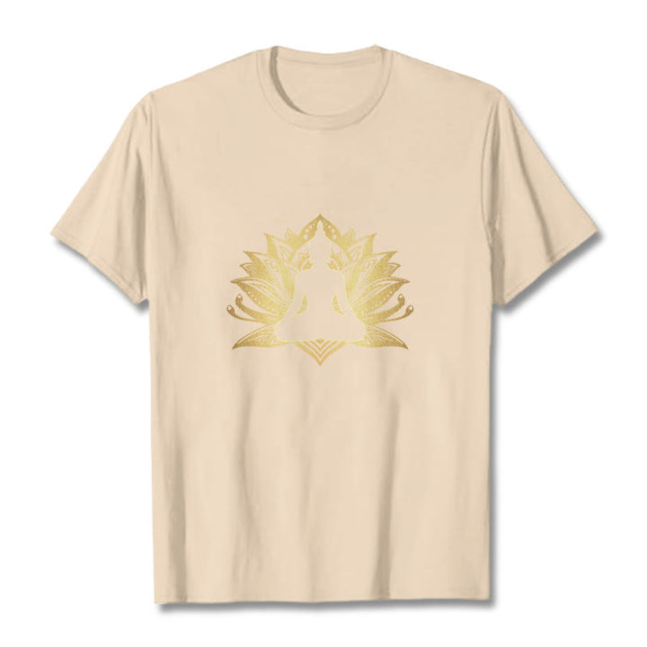 Camiseta de meditación de Buda con Buddha Stones y loto dorado - Sopa de mariscos - 2XL - image 8