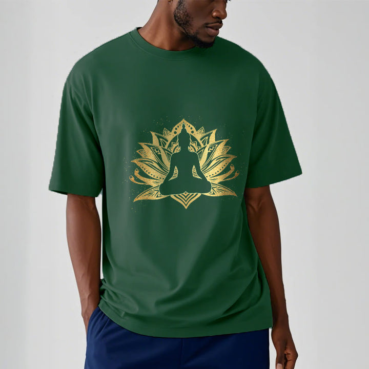 Camiseta de meditación de Buda con Buddha Stones y loto dorado - image 12