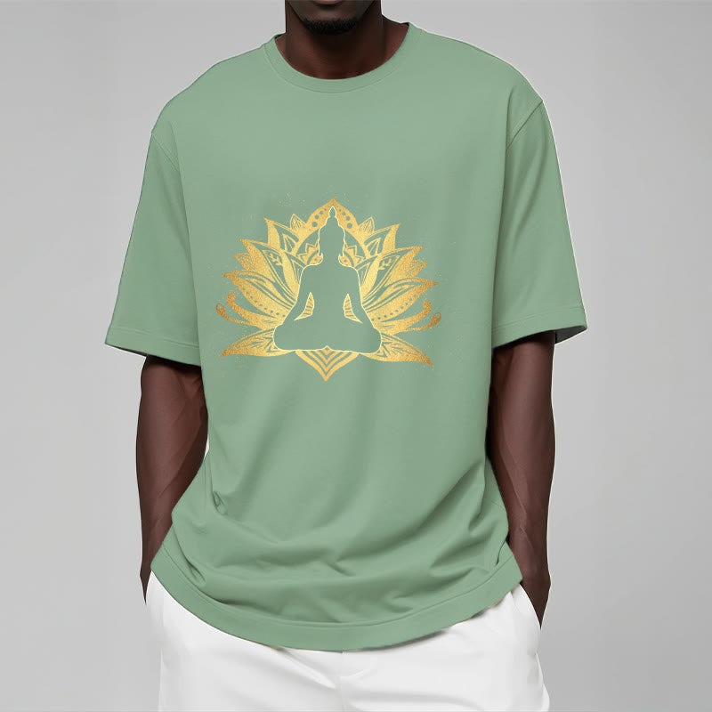 Camiseta de meditación de Buda con Buddha Stones y loto dorado - image 16