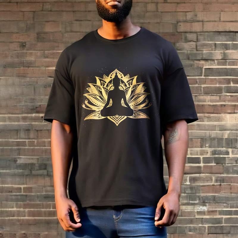 Camiseta de meditación de Buda con Buddha Stones y loto dorado - image 2