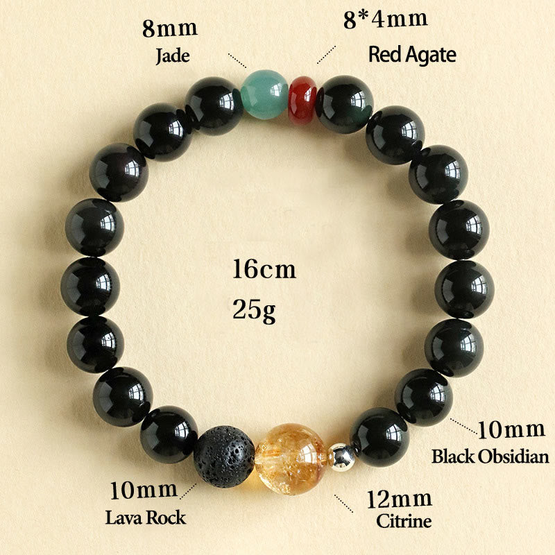 Pulsera de cuentas de obsidiana negra natural de Buddha Stones
