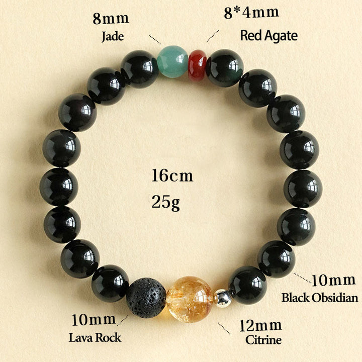 Pulsera de cuentas de obsidiana negra natural de Buddha Stones
