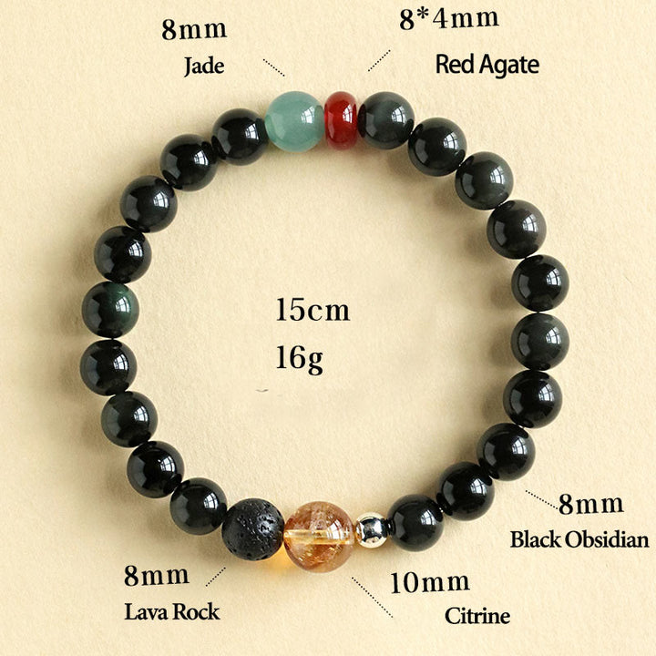 Pulsera de cuentas de obsidiana negra natural de Buddha Stones