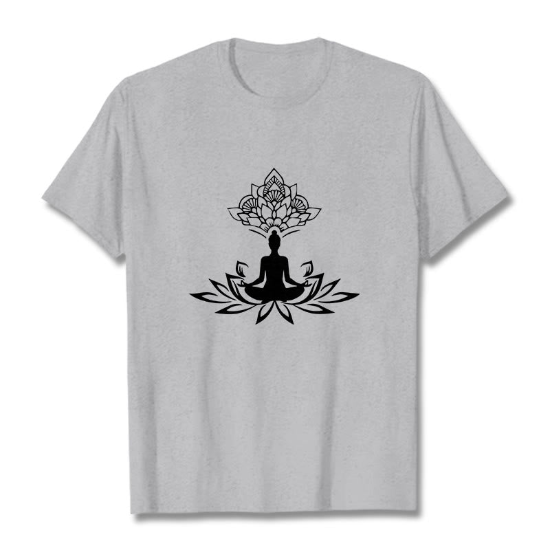 Camiseta de Buda con Buddha Stones, flor de loto y meditación - Gris claro - 2XL - image 20