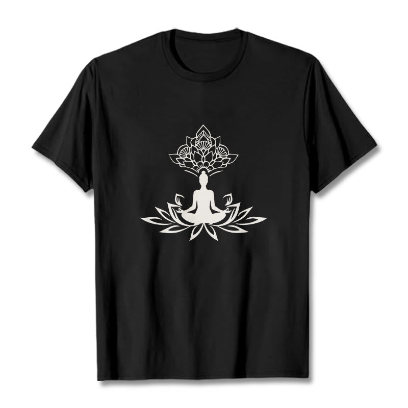Camiseta de Buda con Buddha Stones, flor de loto y meditación - Negro - 2XL - image 5