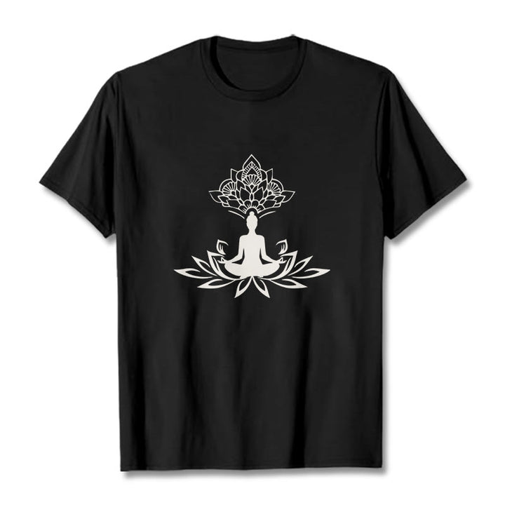 Camiseta de Buda con Buddha Stones, flor de loto y meditación - Negro - 2XL - image 5
