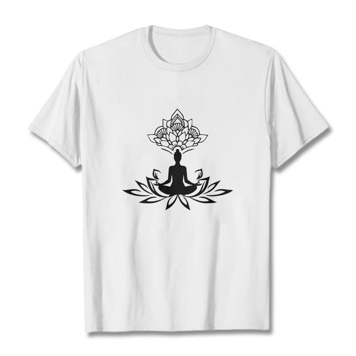 Camiseta de Buda con Buddha Stones, flor de loto y meditación - Blanco - 2XL - image 1