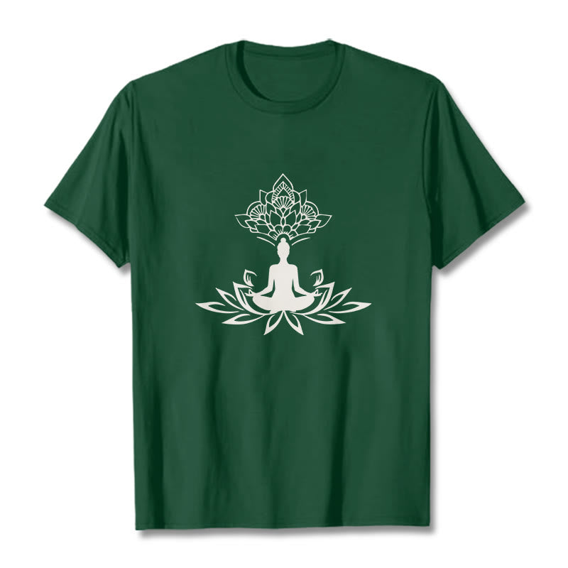 Camiseta de Buda con Buddha Stones, flor de loto y meditación - Verde bosque - 2XL - image 11