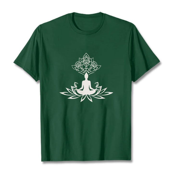 Camiseta de Buda con Buddha Stones, flor de loto y meditación - Verde bosque - 2XL - image 11