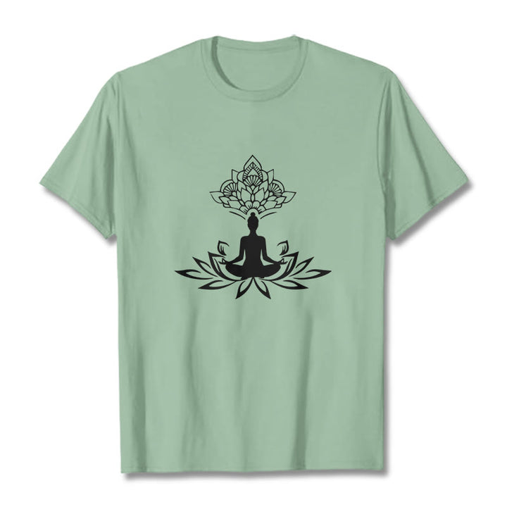 Camiseta de Buda con Buddha Stones, flor de loto y meditación - Verde pálido - 2XL - image 15