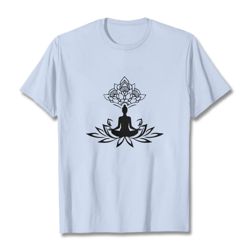 Camiseta de Buda con Buddha Stones, flor de loto y meditación - Cian claro - 2XL - image 19