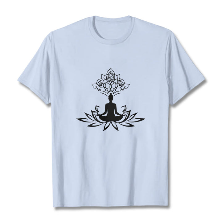 Camiseta de Buda con Buddha Stones, flor de loto y meditación - Cian claro - 2XL - image 19