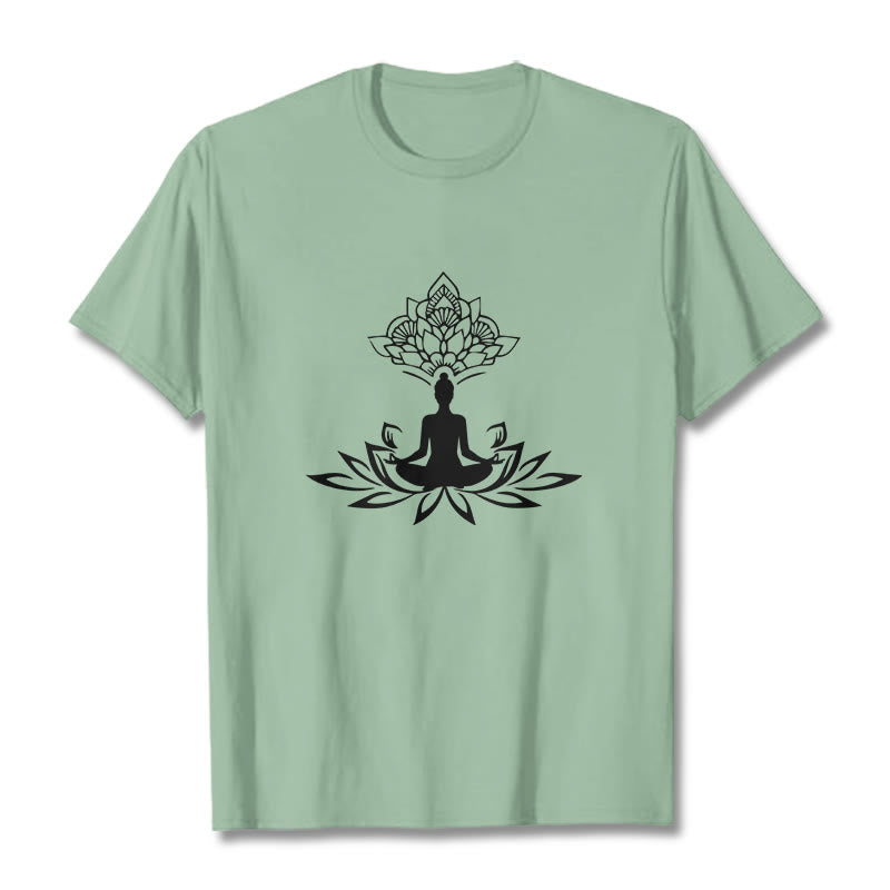 Camiseta de Buda con Buddha Stones, flor de loto y meditación - Verde pálido - 2XL - image 14