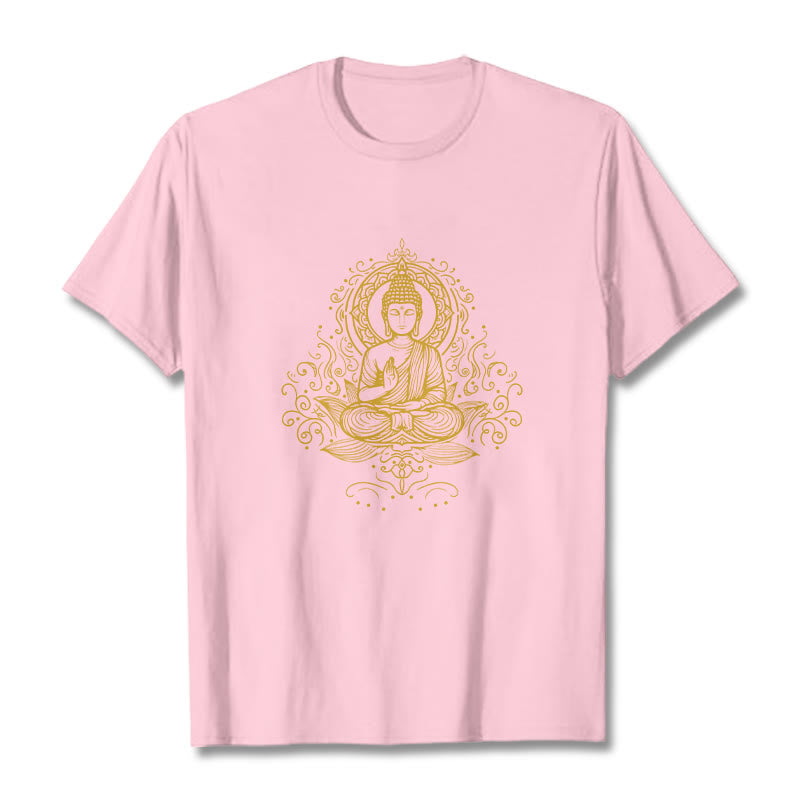 Camiseta de Buda con Buddha Stones, flores de loto y vides para meditación - rosa claro - 2XL - image 12