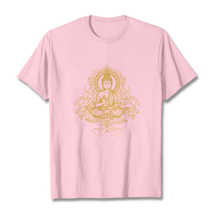 Camiseta de Buda con Buddha Stones, flores de loto y vides para meditación - rosa claro - 2XL - image 12