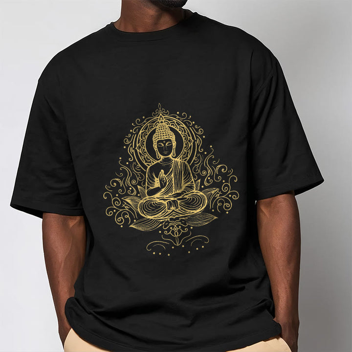 Camiseta de Buda con Buddha Stones, flores de loto y vides para meditación - image 4