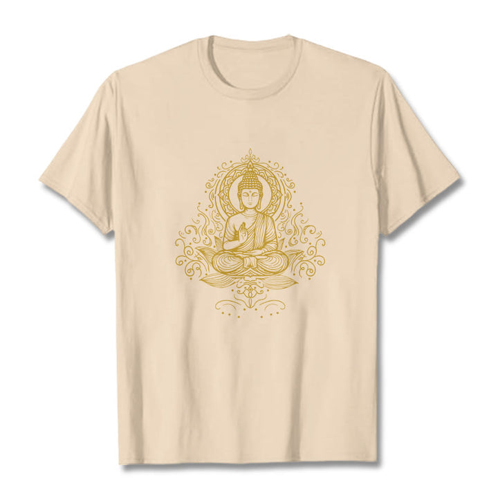Camiseta de Buda con Buddha Stones, flores de loto y vides para meditación - Sopa de mariscos - 2XL - image 10