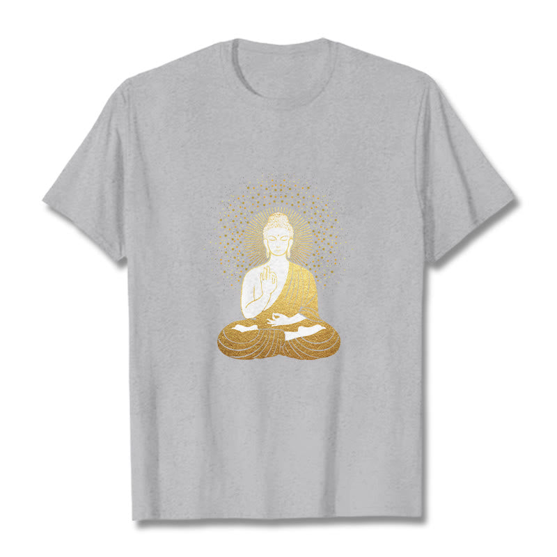 Camiseta de Buddha Stones y meditación dorada con aura dorada - Gris claro - 2XL - image 19