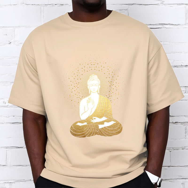Camiseta de Buddha Stones y meditación dorada con aura dorada - image 11