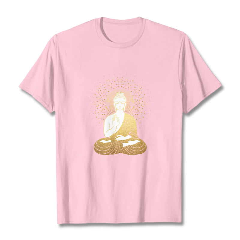 Camiseta de Buddha Stones y meditación dorada con aura dorada - rosa claro - 2XL - image 12