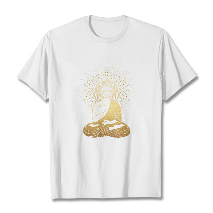 Camiseta de Buddha Stones y meditación dorada con aura dorada - Blanco - 2XL - image 7