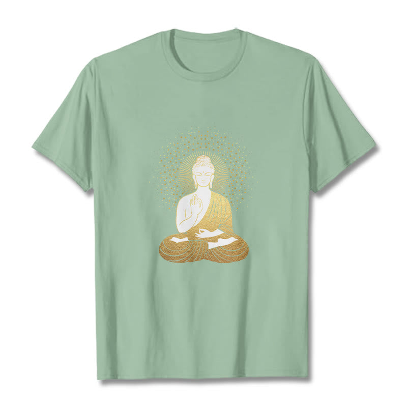 Camiseta de Buddha Stones y meditación dorada con aura dorada - Verde pálido - 2XL - image 14