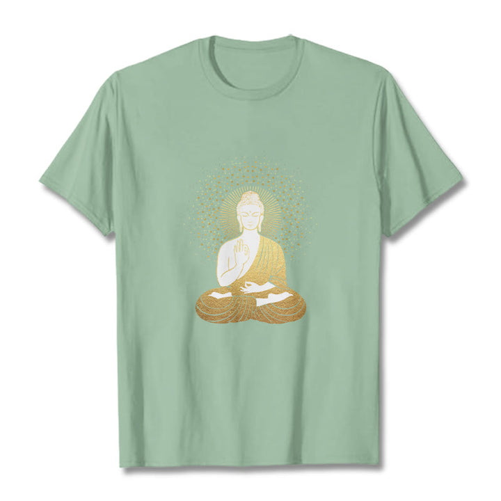 Camiseta de Buddha Stones y meditación dorada con aura dorada - Verde pálido - 2XL - image 14