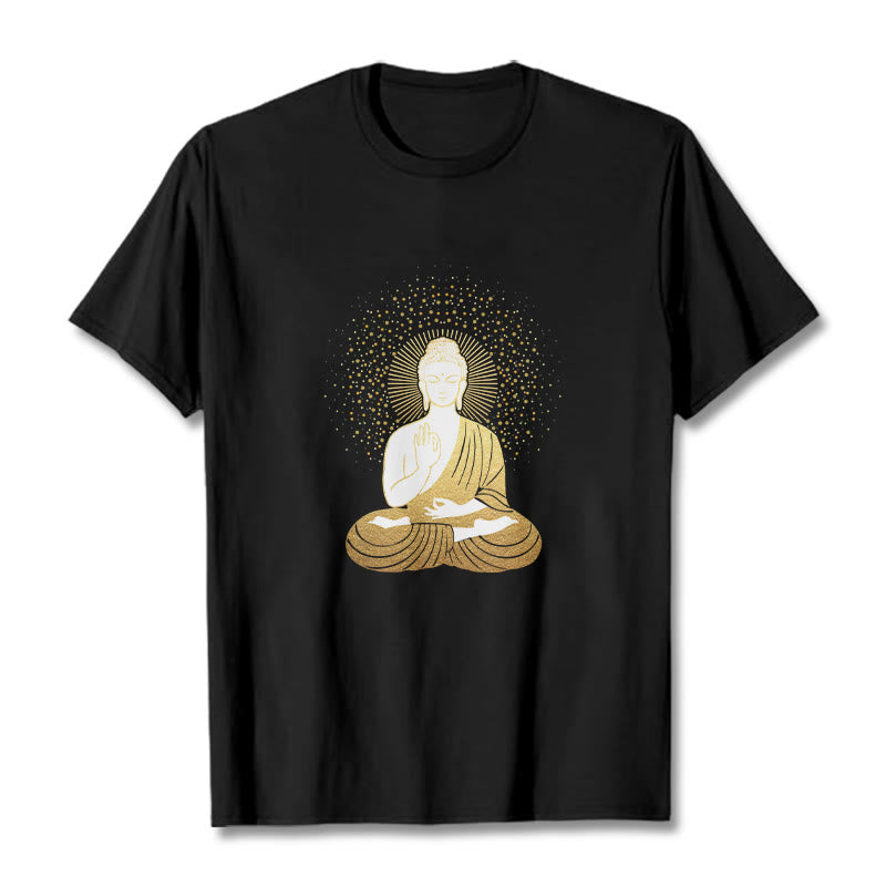 Camiseta de Buddha Stones y meditación dorada con aura dorada - Negro - 2XL - image 3