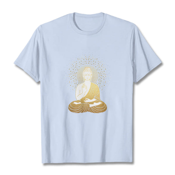 Camiseta de Buddha Stones y meditación dorada con aura dorada - Cian claro - 2XL - image 18