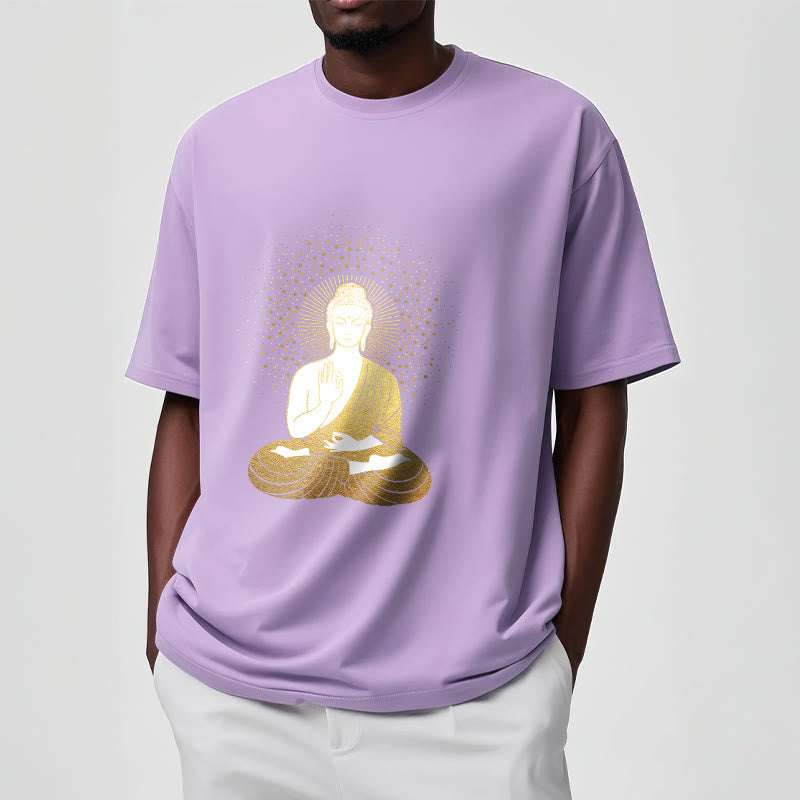 Camiseta de Buddha Stones y meditación dorada con aura dorada - image 17