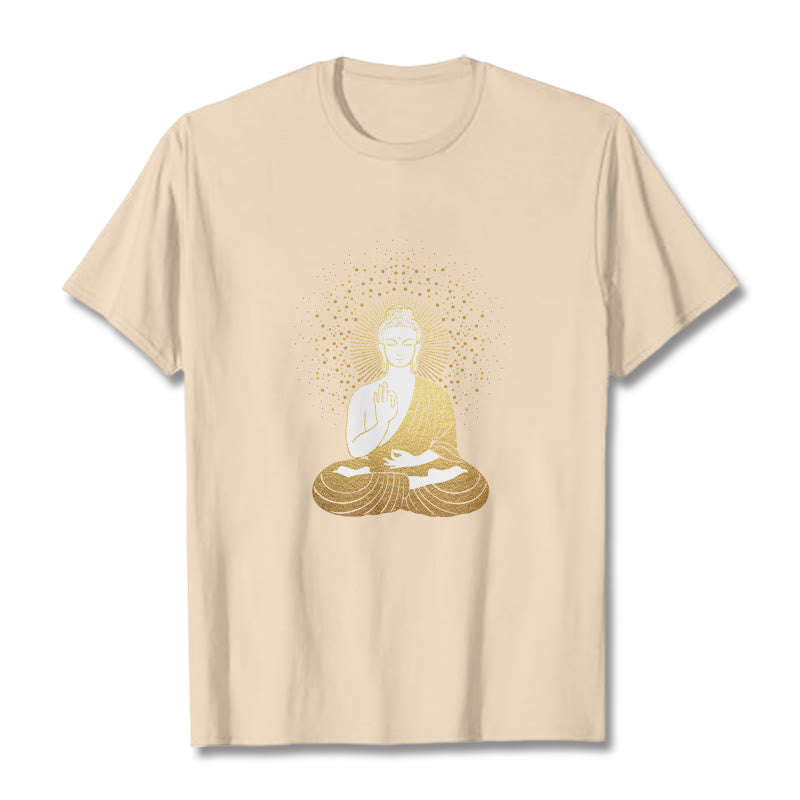Camiseta de Buddha Stones y meditación dorada con aura dorada - Sopa de mariscos - 2XL - image 10