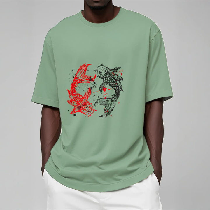 Camiseta con pez koi rojo y negro de Buddha Stones - image 16